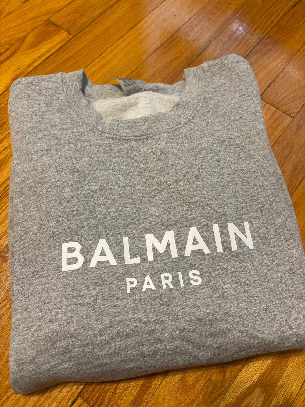 Gildan Heather Gray Crewneck Sweatshirt with White Logo